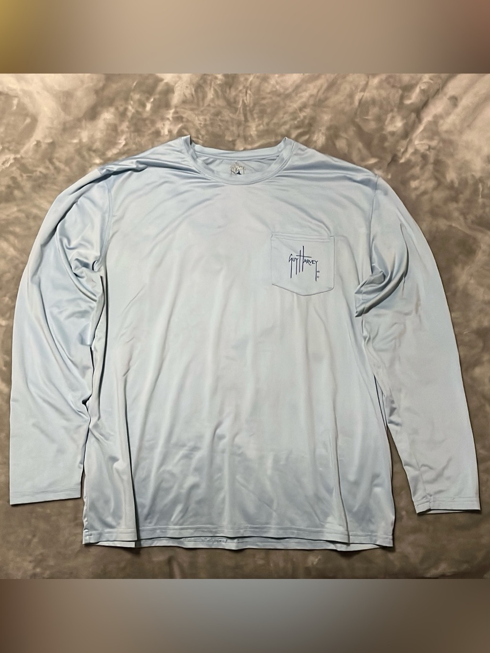 Guy Harvey Performance Long Sleeve Marlin Fishing Shirt Blue Mens Medium